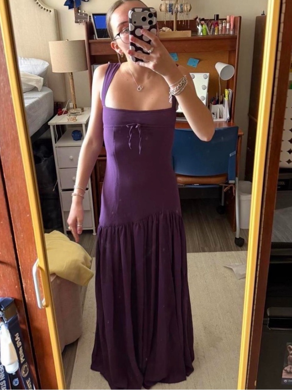 Peppermayo Deep Purple Square-Neck Maxi Dress